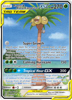 Rowlet & Alolan Exeggutor-GX Rare Ultra card from Unified Minds