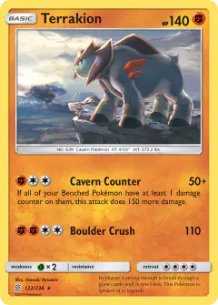 Terrakion Rare Holo card from Unified Minds