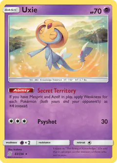 Uxie Rare Holo card from Unified Minds