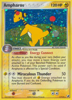 Ampharos Rare Holo card from Unseen Forces