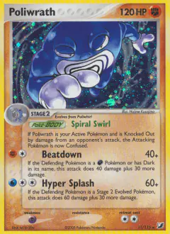 Poliwrath Rare Holo card from Unseen Forces
