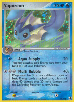 Vaporeon Rare Holo card from Unseen Forces