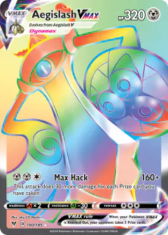 Aegislash VMAX Rare Rainbow card from Vivid Voltage