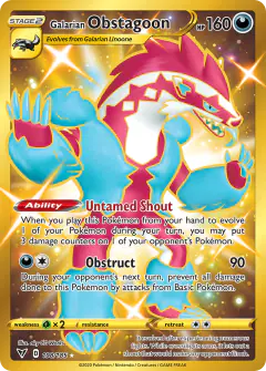 Galarian Obstagoon Rare Secret card from Vivid Voltage