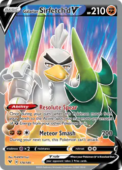 Galarian Sirfetch'd V Rare Ultra card from Vivid Voltage