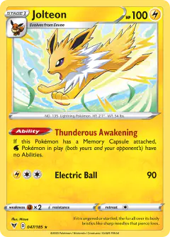 Jolteon Rare card from Vivid Voltage