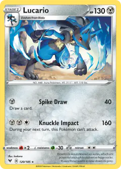 Lucario Rare card from Vivid Voltage