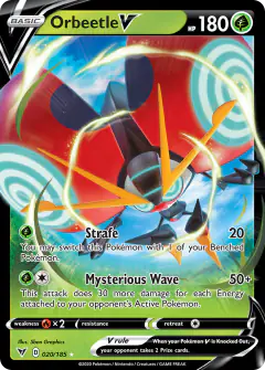Orbeetle V Rare Holo V card from Vivid Voltage