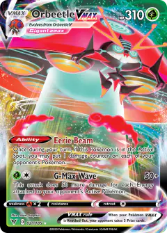 Orbeetle VMAX Rare Holo VMAX card from Vivid Voltage