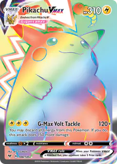 Pikachu VMAX Rare Rainbow card from Vivid Voltage