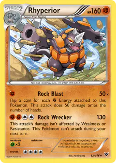 Rhyperior Rare Holo card from XY Base