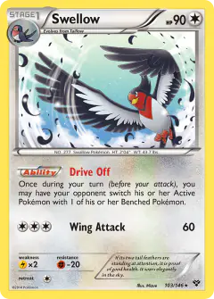 Swellow Rare card from XY Base
