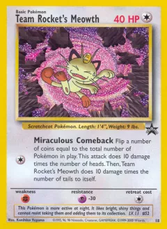 Team Rocket's Meowth Promo card from Wizards Black Star Promos