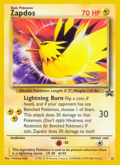 Zapdos Promo card from Wizards Black Star Promos