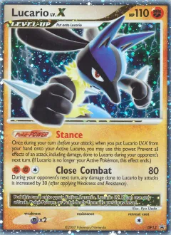 Lucario LV.X Promo card from DP Black Star Promo