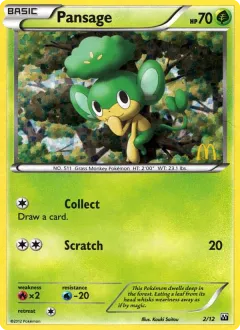 Pansage Promo and other card from McDonald's Collection 2012