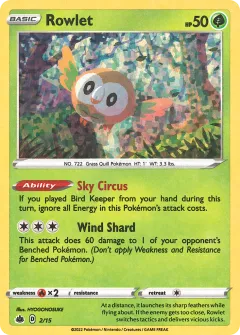 Rowlet Promo and other card from McDonald's Collection 2022