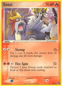 Entei Rare card from POP Series 2