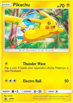 Pikachu Promo card from Sun & Moon Black Star Promos