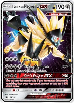 Dusk Mane Necrozma-GX Promo card from Sun & Moon Black Star Promos