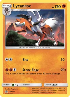 Lycanroc Promo card from Sun & Moon Black Star Promos