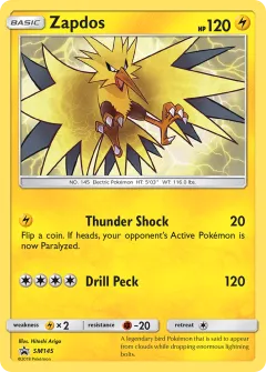 Zapdos Promo card from Sun & Moon Black Star Promos
