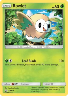 Rowlet Promo card from Sun & Moon Black Star Promos