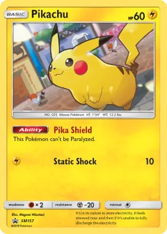 Pikachu Promo card from Sun & Moon Black Star Promos
