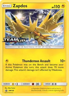 Zapdos Promo card from Sun & Moon Black Star Promos
