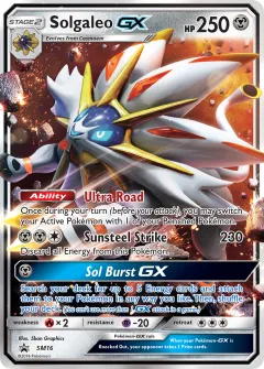 Solgaleo-GX Promo card from Sun & Moon Black Star Promos
