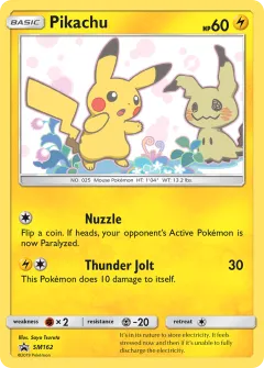Pikachu Promo card from Sun & Moon Black Star Promos