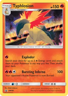 Typhlosion Promo card from Sun & Moon Black Star Promos