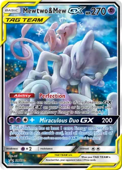 Mewtwo & Mew-GX Promo card from Sun & Moon Black Star Promos