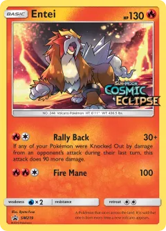 Entei Promo card from Sun & Moon Black Star Promos