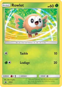 Rowlet Promo card from Sun & Moon Black Star Promos