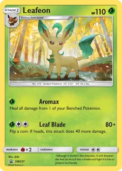 Leafeon Promo card from Sun & Moon Black Star Promos