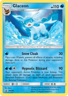 Glaceon Promo card from Sun & Moon Black Star Promos