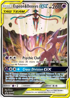 Espeon & Deoxys-GX Promo card from Sun & Moon Black Star Promos