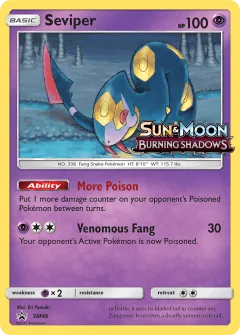 Seviper Promo card from Sun & Moon Black Star Promos