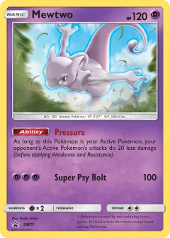 Mewtwo Promo card from Sun & Moon Black Star Promos