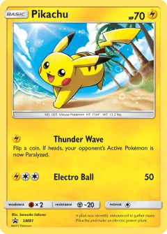 Pikachu Promo card from Sun & Moon Black Star Promos