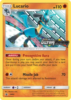 Lucario Promo card from Sun & Moon Black Star Promos