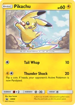 Pikachu Promo card from Sun & Moon Black Star Promos