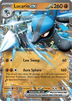 Lucario ex Promo card from Scarlet & Violet Black Star Promos