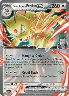 Team Rocket's Persian ex Promo card from Scarlet & Violet Black Star Promos