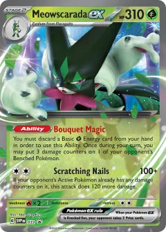 Meowscarada ex Promo card from Scarlet & Violet Black Star Promos