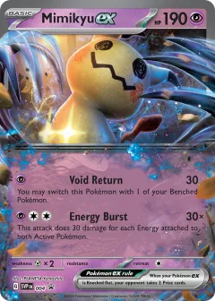 Mimikyu ex Promo card from Scarlet & Violet Black Star Promos