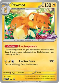 Pawmot Promo card from Scarlet & Violet Black Star Promos