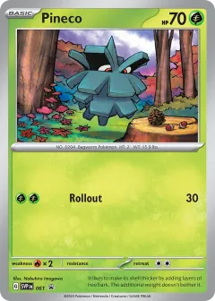 Pineco Promo card from Scarlet & Violet Black Star Promos