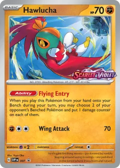 Hawlucha Promo card from Scarlet & Violet Black Star Promos